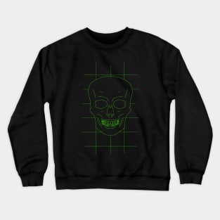 Fine line retro arcade old school tattoo skull shirt mug or sticker green Crewneck Sweatshirt